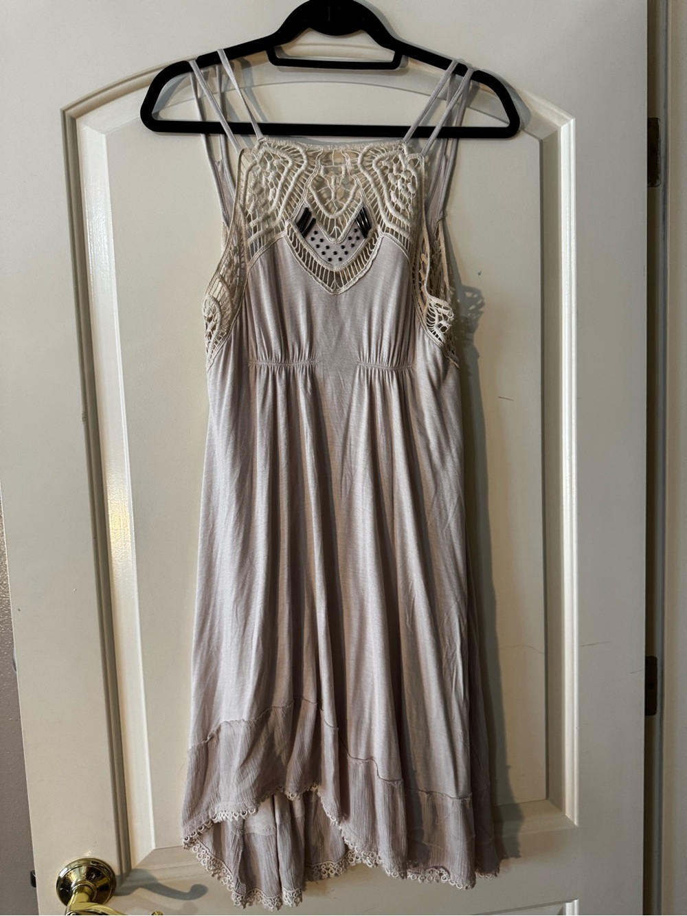 Free People Embroidered Sleeveless Sundress Maxi Sun Dress Cream Summer Beige XS